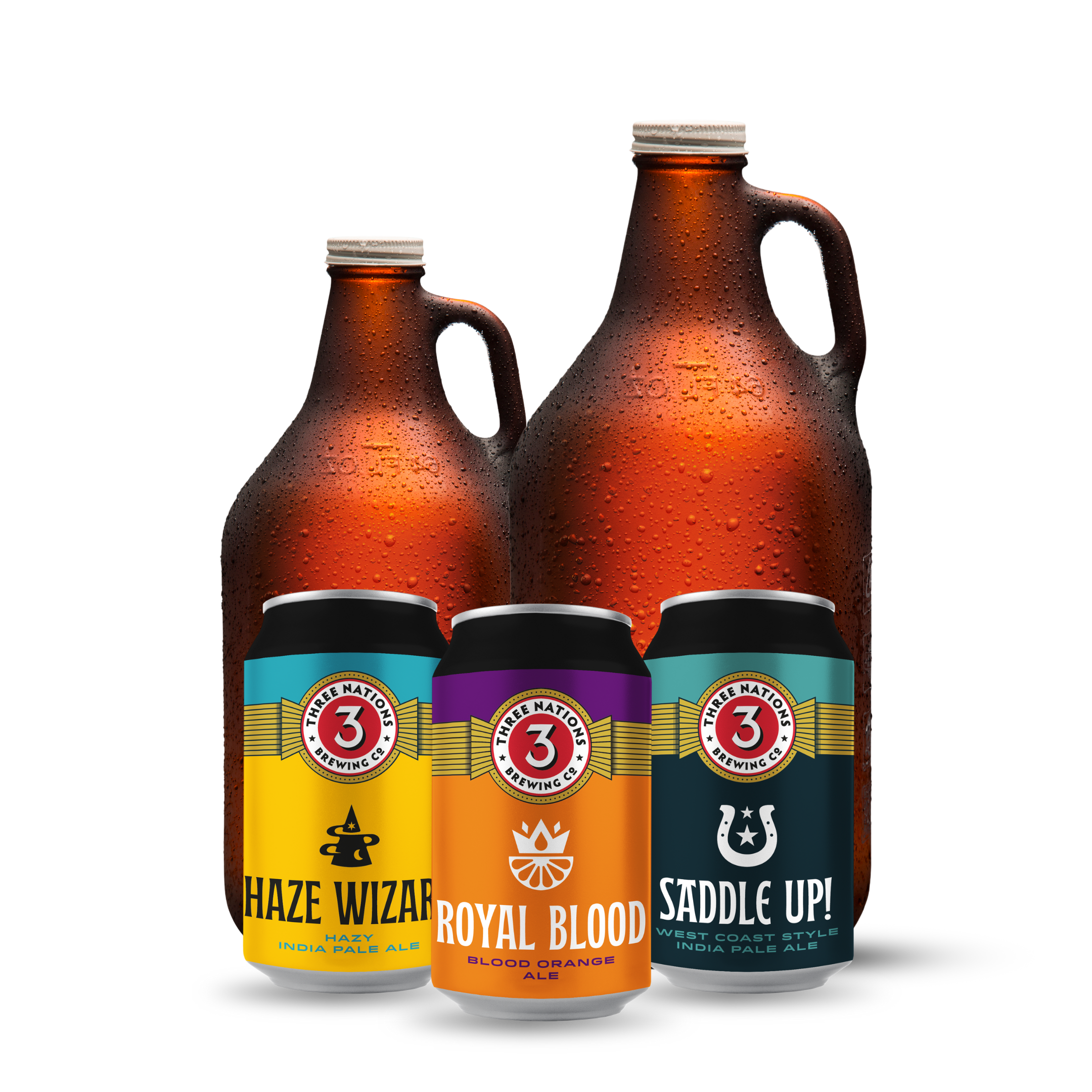 Growler and 3 nations beer can designs